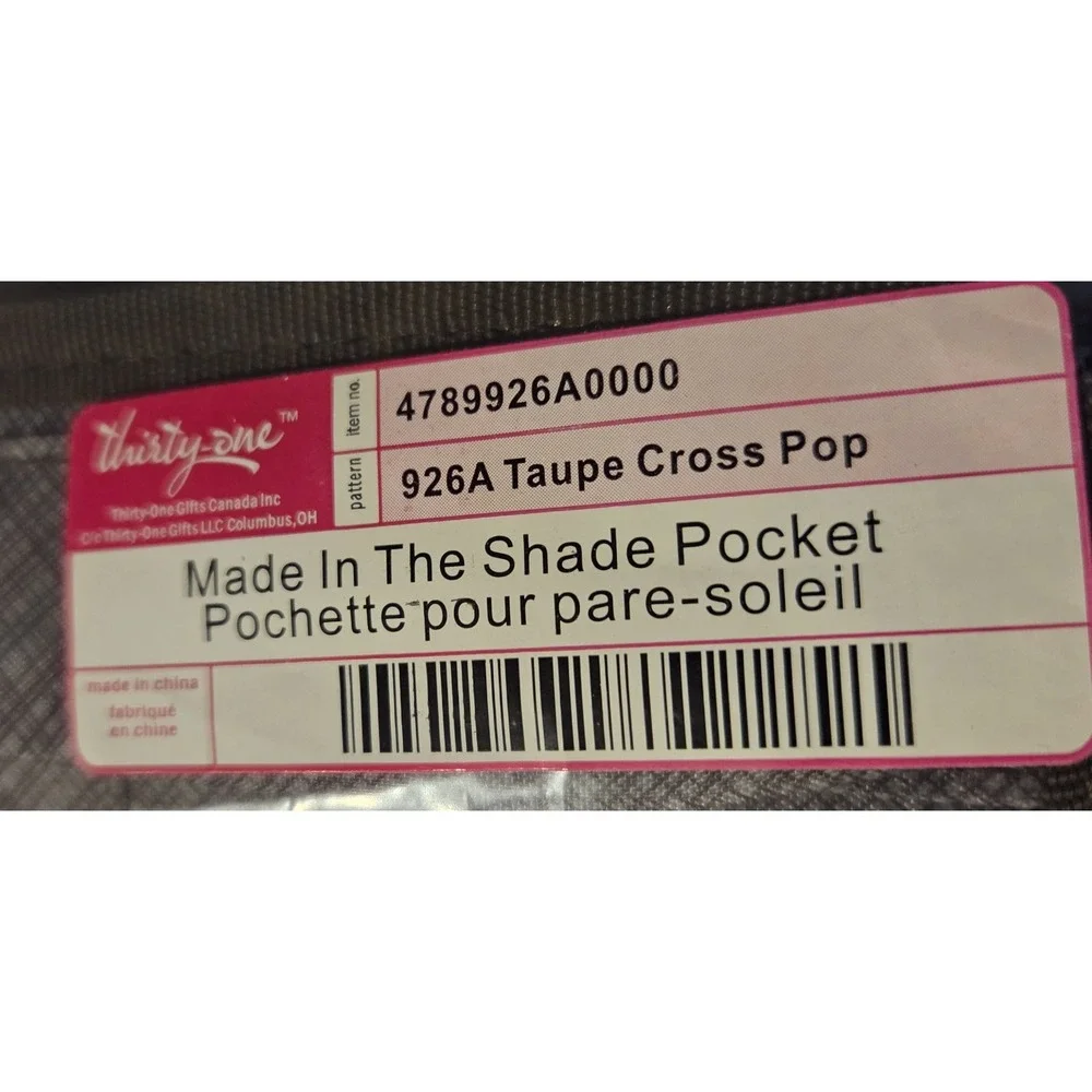 Thirty-One Made‎ In The Shade Pocket Taupe Cross Pop Retired New